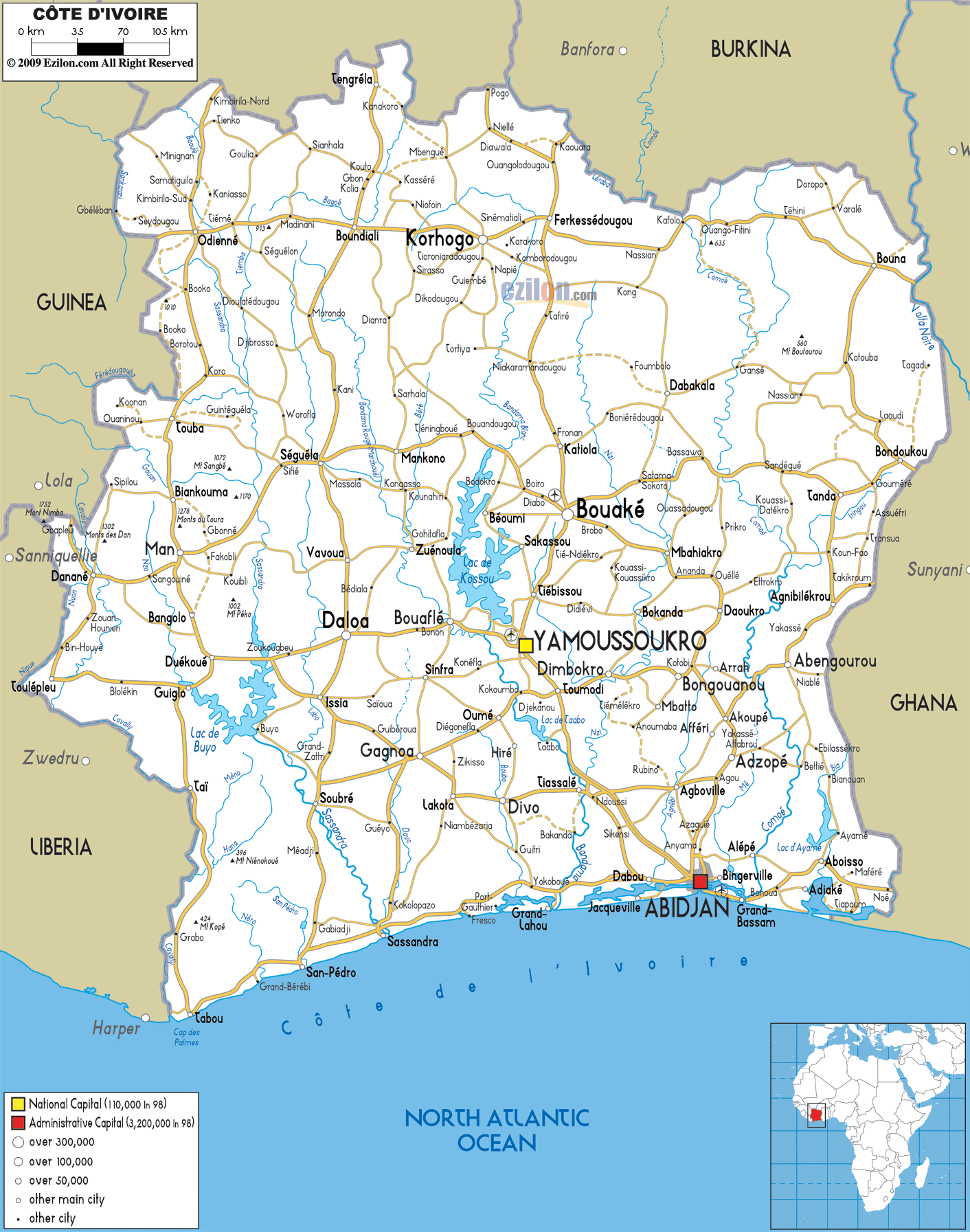Ivory Coast road map